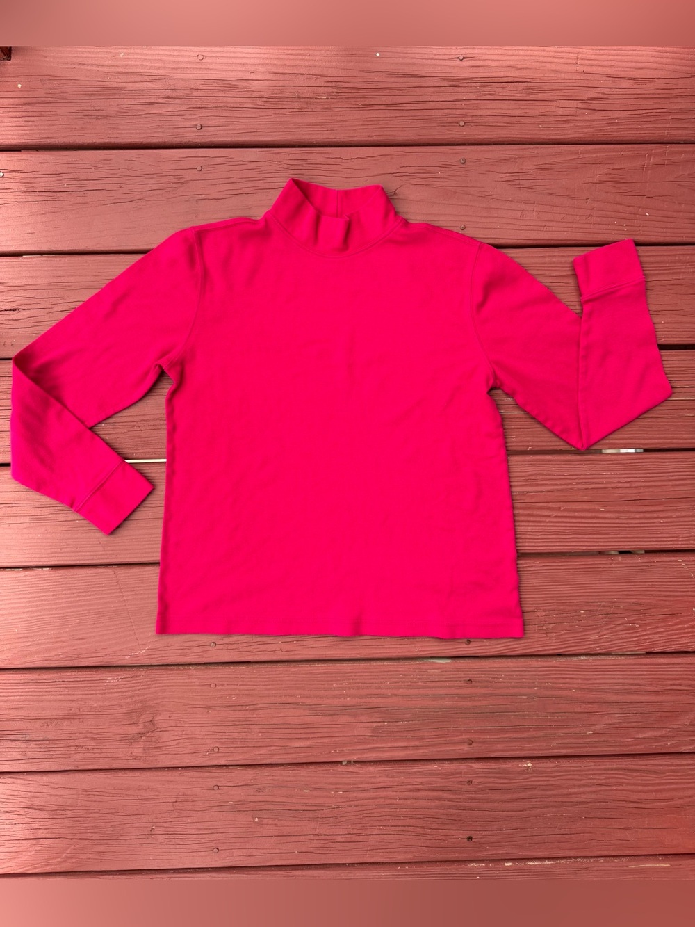Lands' End Hot Pink Long-Sleeve Mock Neck Top
